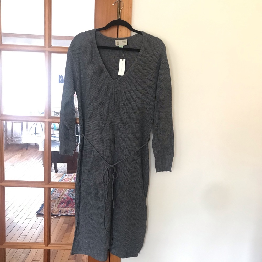 NWT Anthropologie Knit Midi Dress. Size Small. Dark Grey color - Picture 4 of 7